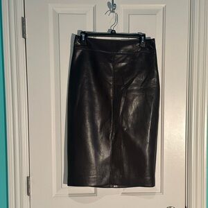 Elegant Dark Brown Leather Skirt From Aritzia